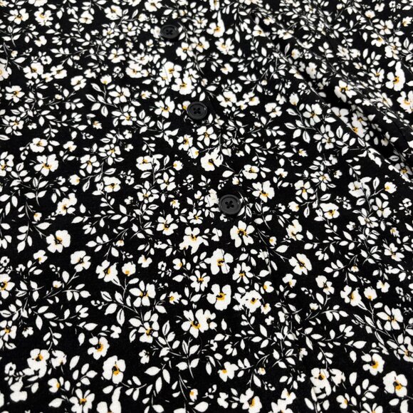 J Jill Midi Dress Size L Black White Floral Button Front 3/4 Sleeve Cottage - Picture 12 of 12